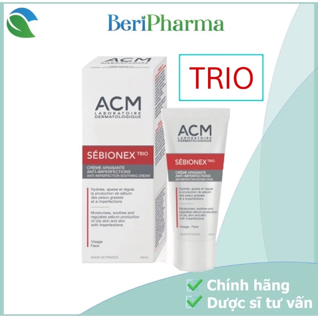 ACM Kem Dưỡng Ẩm, Giảm Mụn, Mờ Vết Thâm Sebionex Trio Anti-Imperfection Soothing Cream 40ml