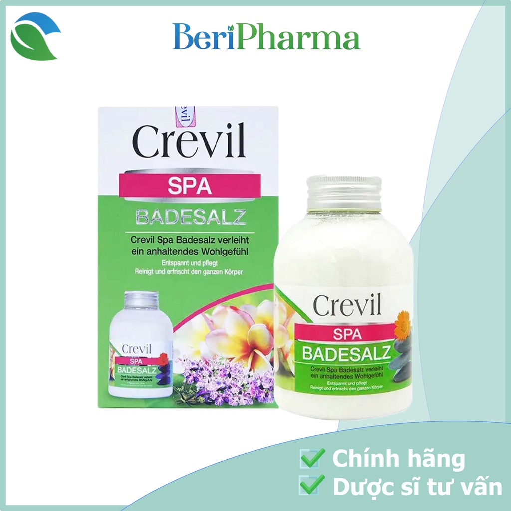 Crevil Muối Tắm Giảm Mụn, Giảm Mẩn Ngứa,Tẩy Da Chết Spa Badesalz 600g
