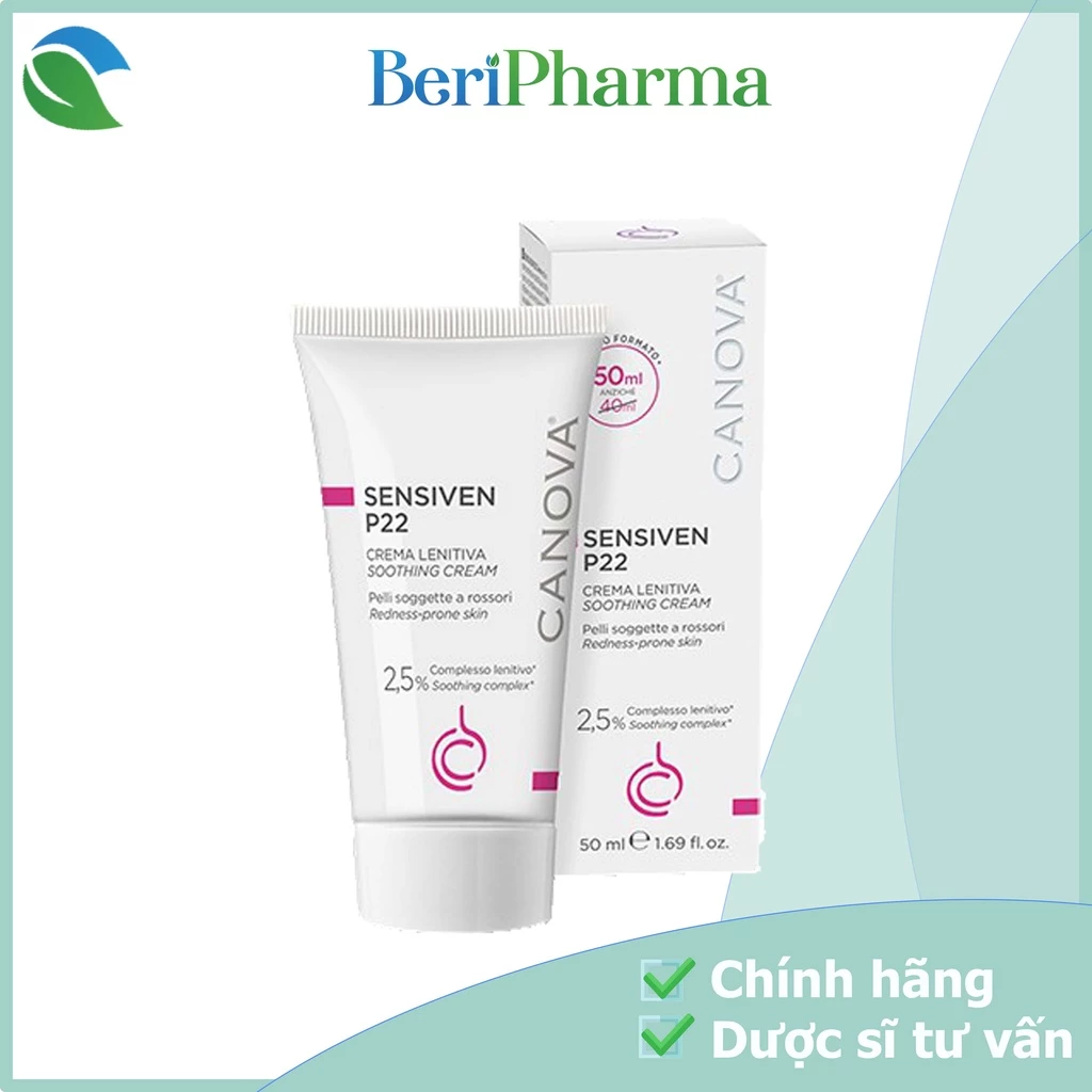 Canova Kem Làm Dịu Da, Dưỡng Ẩm Dành Cho Da Nhạy Cảm Sensiven P22 – Soothing Cream 50ml