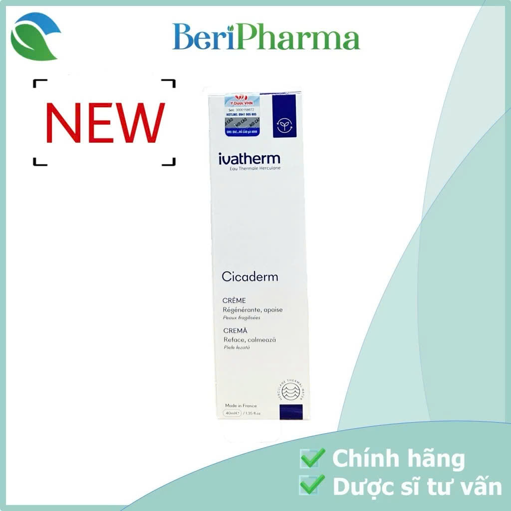 Ivatherm Kem Dưỡng Tái Tạo Da, Làm Lành Tổn Thương Và Ngăn Ngừa Sẹo Cicaderm Cream 40ml