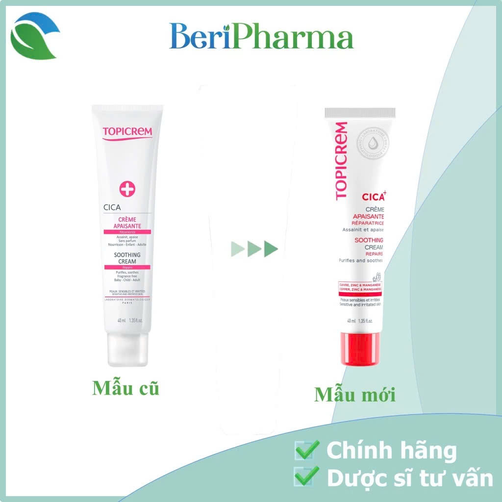 Topicrem Kem Làm Lành Da, Dưỡng Ẩm, Chống Nhiễm Khuẩn CICA Repair Cream 40ml