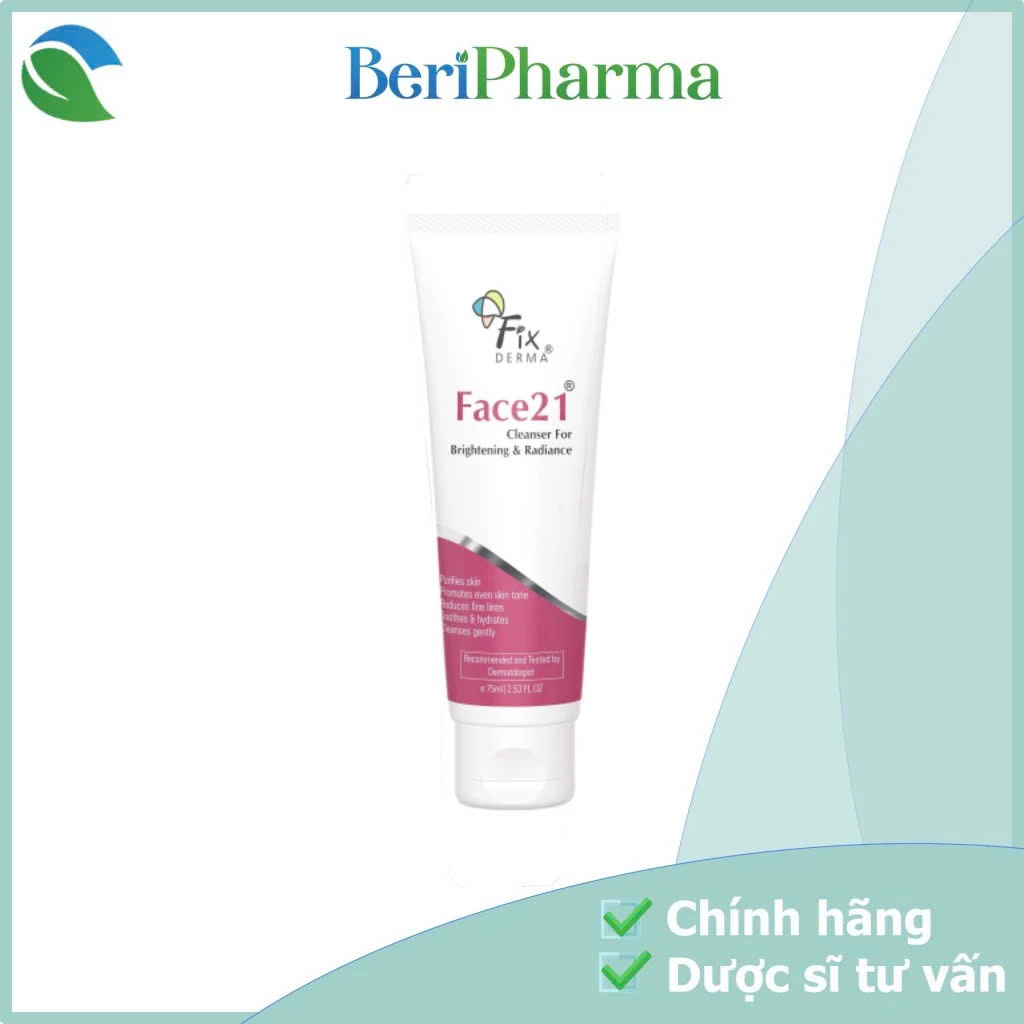 Fixderma Sữa Rửa Mặt Làm Sạch Sâu Và Dưỡng Ẩm Cho Da Face 21 Cleanser For Brightening & Radiance 75ml