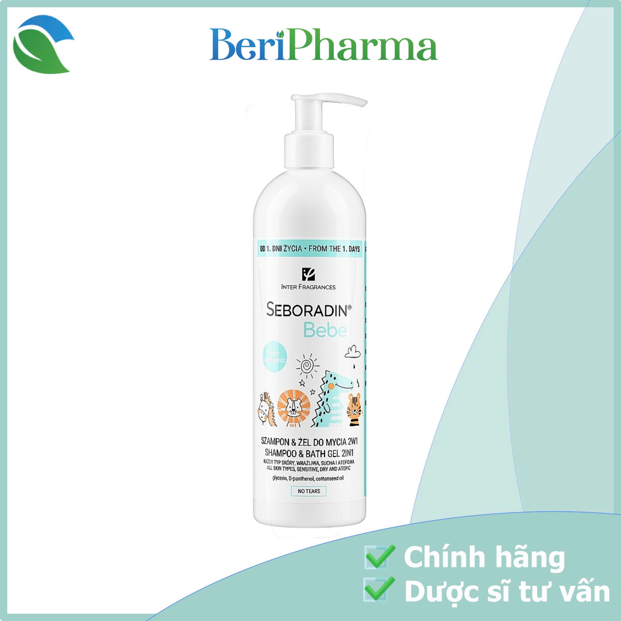 SEBORADIN BEBE Gel Tắm Gội Dưỡng Ẩm Và Làm Dịu Da Shampoo & Bath Gel 2in1 500ml