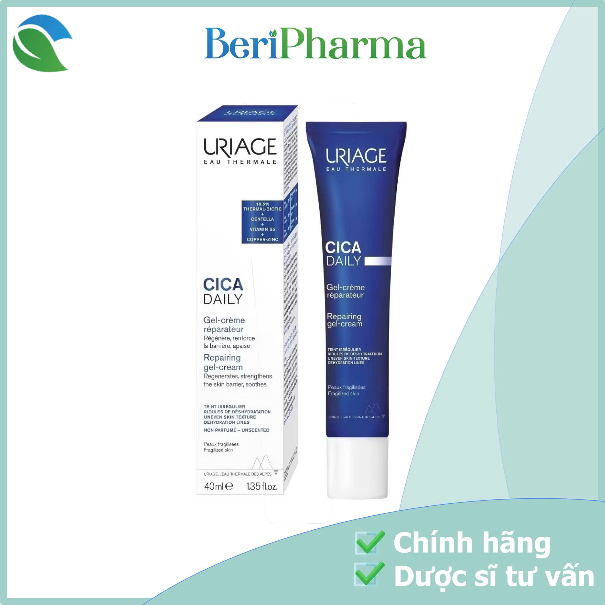 Uriage Gel Dưỡng Ẩm Và Phục Hồi Da Hằng Ngày Cica Daily Repairing Gel-Cream 40ml