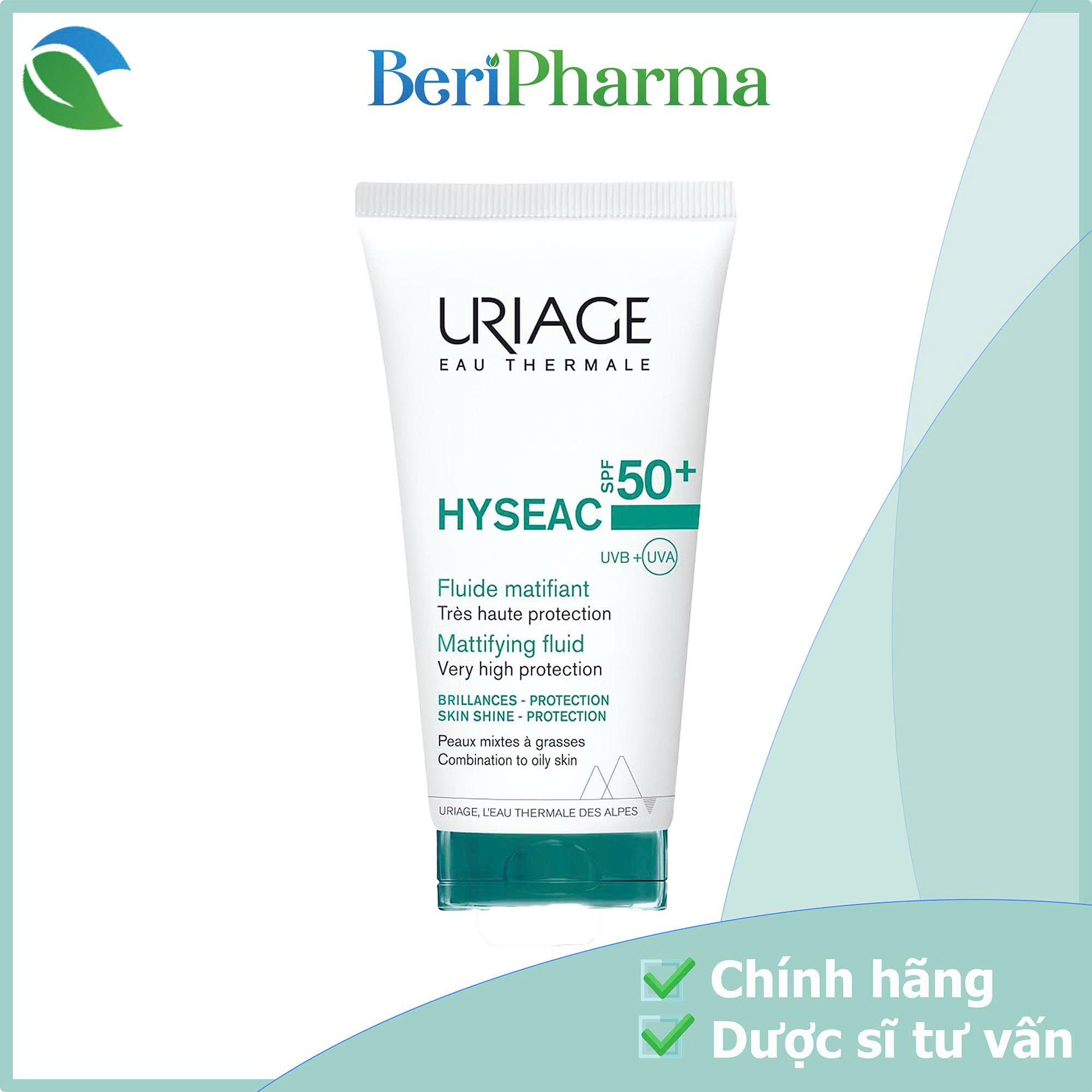 Uriage Sữa Chống Nắng Cho Da Dầu, Mụn Hyséac Spf50+ UVB+UVA Fluide 50ml