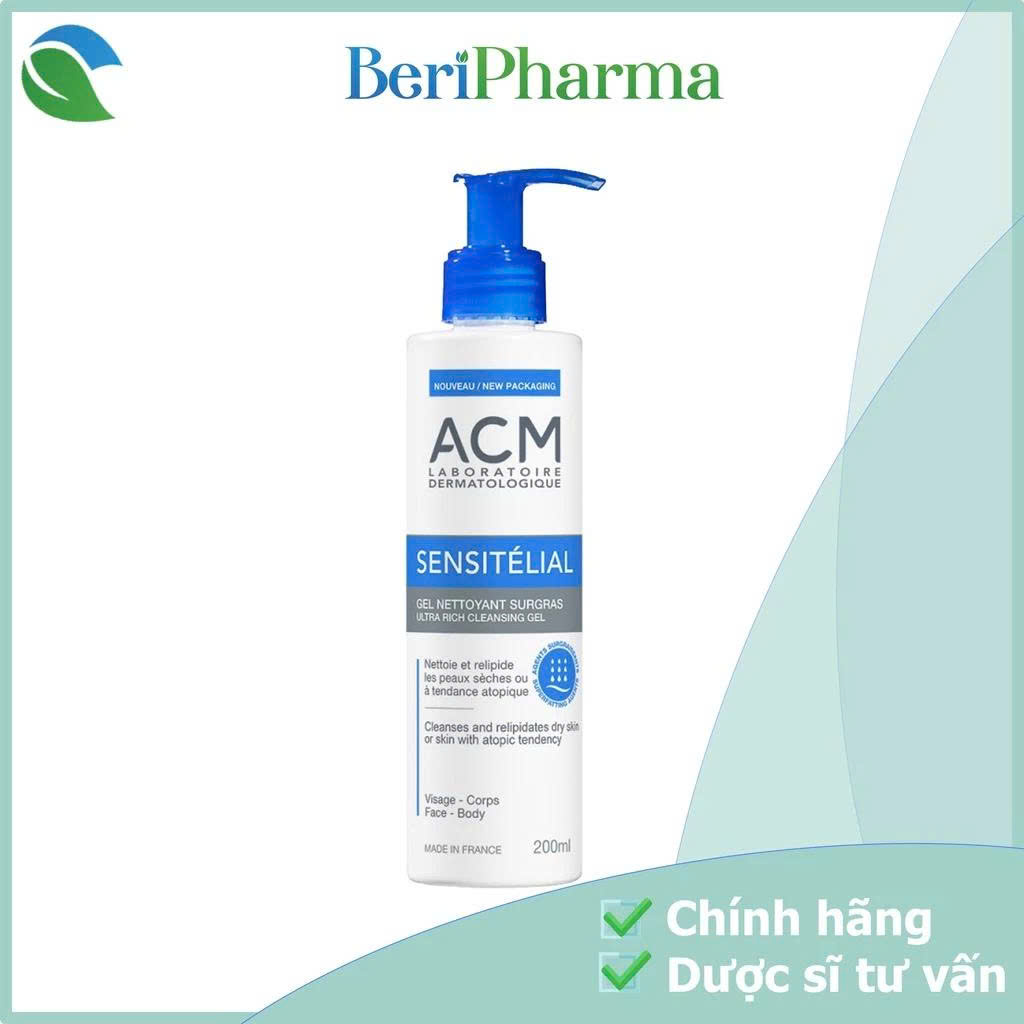 ACM Gel rửa mặt làm sạch cho da nhạy cảm Sensitelial Cleansing Gel 200ml