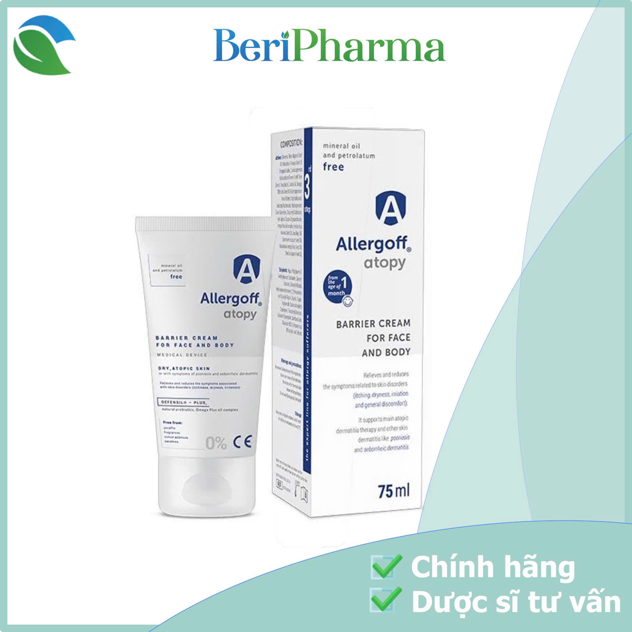 Allergoff Kem Dưỡng Ẩm Và Làm Dịu Da Barrier Cream For Face And Body 75ml