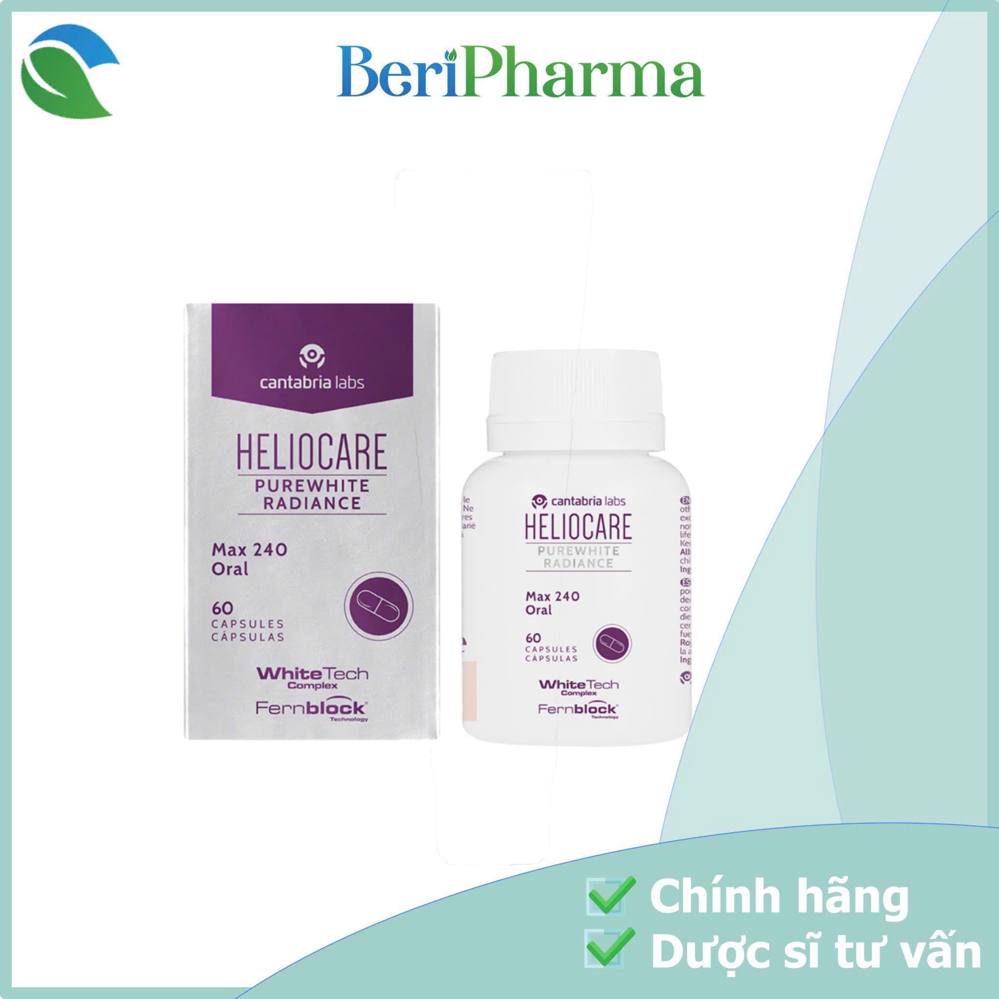Heliocare Viên Uống Hỗ Trợ Trắng Da Và Chống Lão Hóa Purewhite Radiance Max 240 (60 Viên)