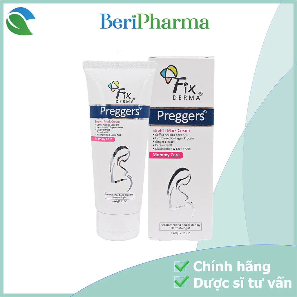 Fixderma Kem Dưỡng Ẩm Làm Mềm Da Và Mờ Vết Rạn Preggers Stretch Mark Cream 60g
