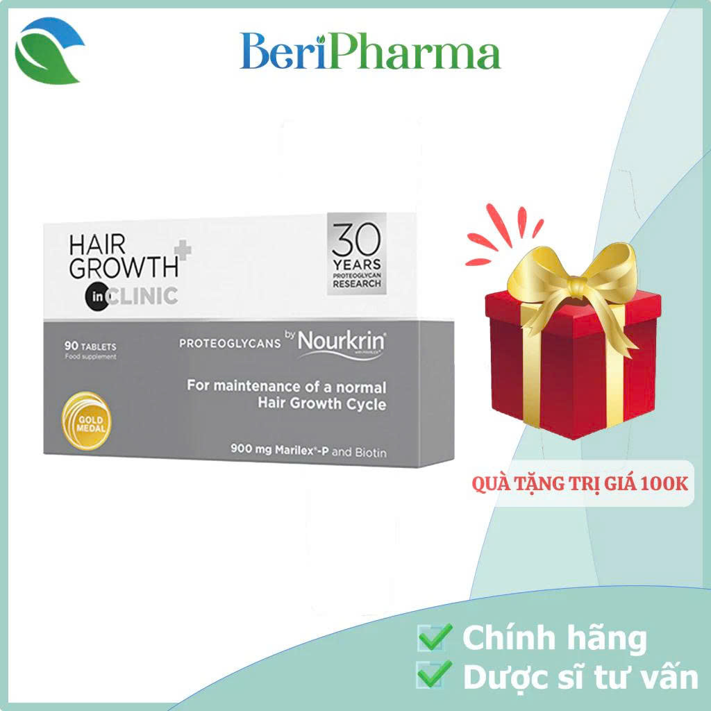 Nourkrin Viên Uống Hỗ Trợ Kích Thích Mọc Tóc,Ngăn Ngừa Tình Trạng Rụng Tóc Hair Growth+ inCLINIC - 90 Viên