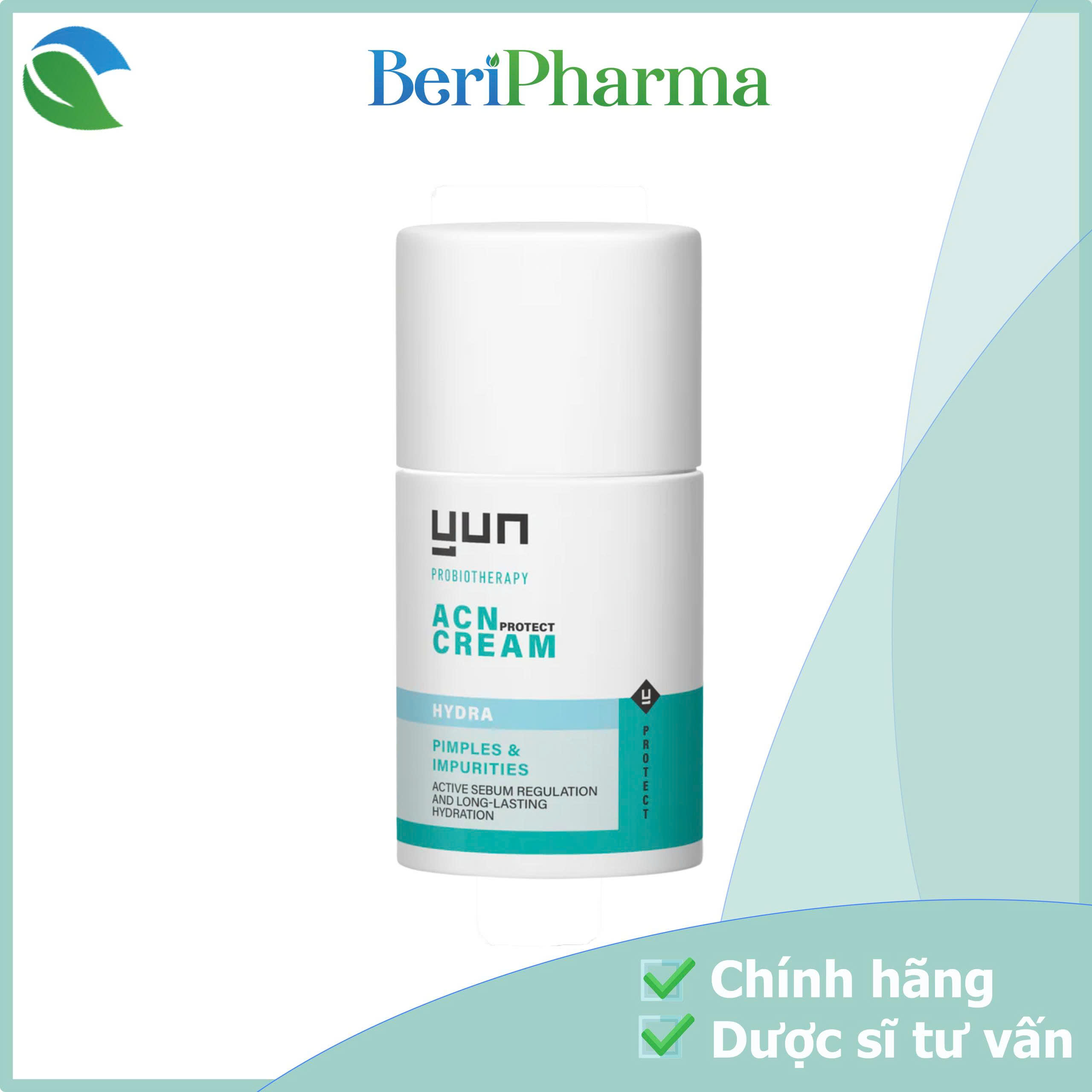 YUN Probiotherapy Kem Dưỡng Ẩm Dành Cho Da Dầu Mụn ACN Cream Protect Hydra 50ml